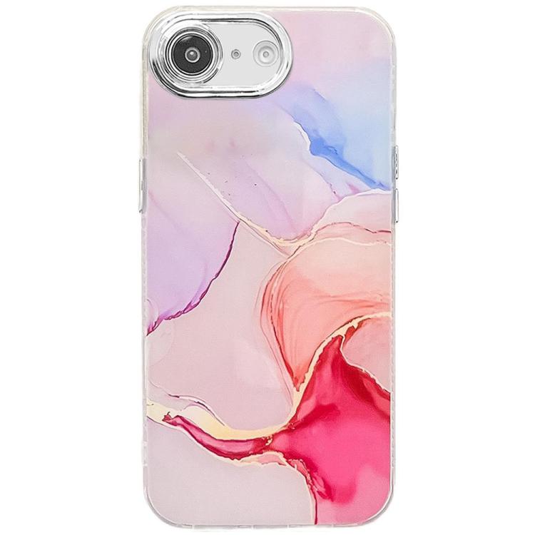 For iPhone 16e Electroplated Marble Texture Phone Case(Red M7) - iPhone 16e Cases by buy2fix | Online Shopping UK | buy2fix