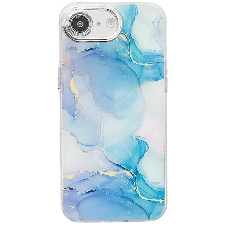 For iPhone 16e Electroplated Marble Texture Phone Case(Blue Green M9) - iPhone 16e Cases by buy2fix | Online Shopping UK | buy2fix