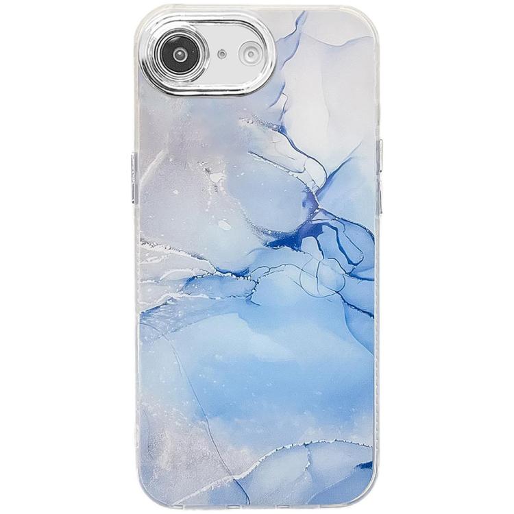For iPhone 16e Electroplated Marble Texture Phone Case(Blue M11) - iPhone 16e Cases by buy2fix | Online Shopping UK | buy2fix