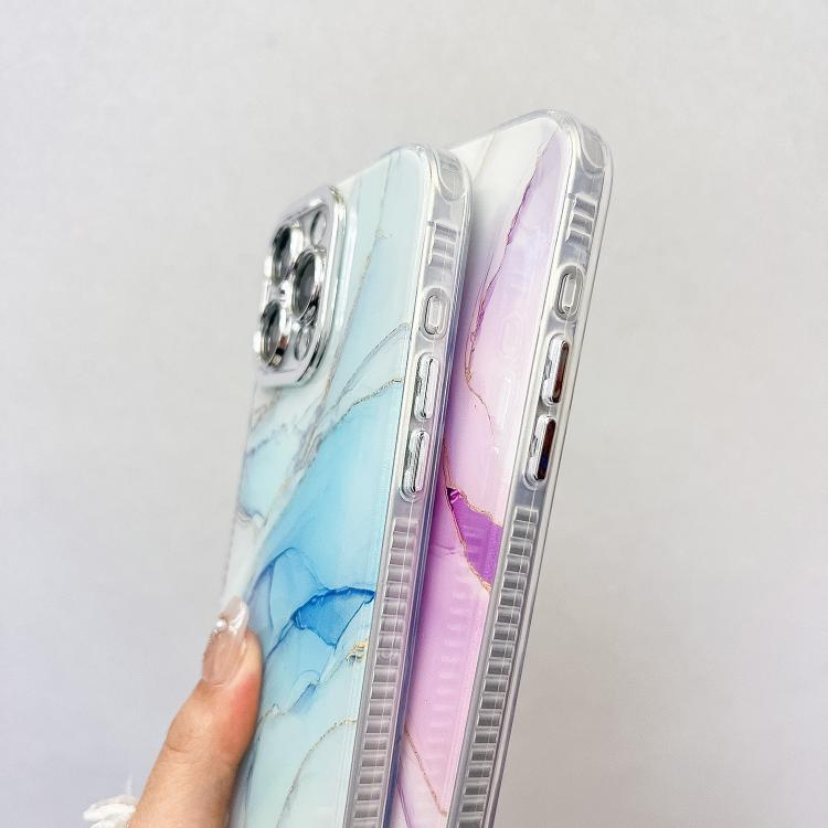 For iPhone 16e Electroplated Marble Texture Phone Case(Pink Purple M4) - iPhone 16e Cases by buy2fix | Online Shopping UK | buy2fix