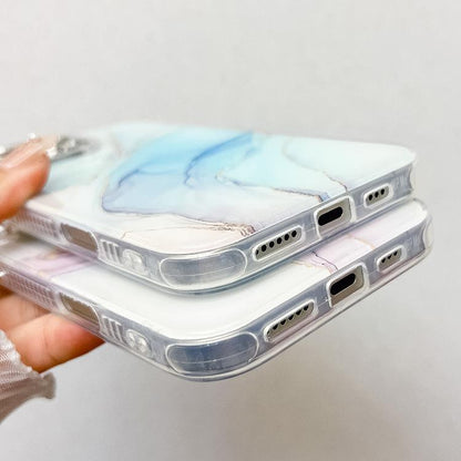 For iPhone 16e Electroplated Marble Texture Phone Case(Yellow Green M13) - iPhone 16e Cases by buy2fix | Online Shopping UK | buy2fix