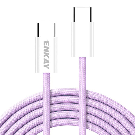 ENKAY CB174 Candy Color 60W USB-C / Type-C to Type-C Charging Data Cable, Length:2m(Purple) - USB-C & Type-C Cable by ENKAY | Online Shopping UK | buy2fix