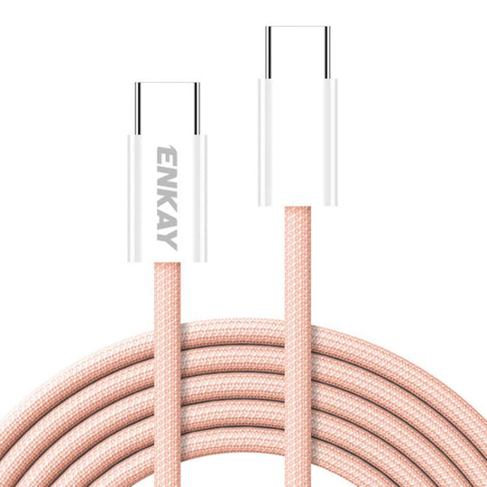 ENKAY CB174 Candy Color 60W USB-C / Type-C to Type-C Charging Data Cable, Length:1m(Pink)