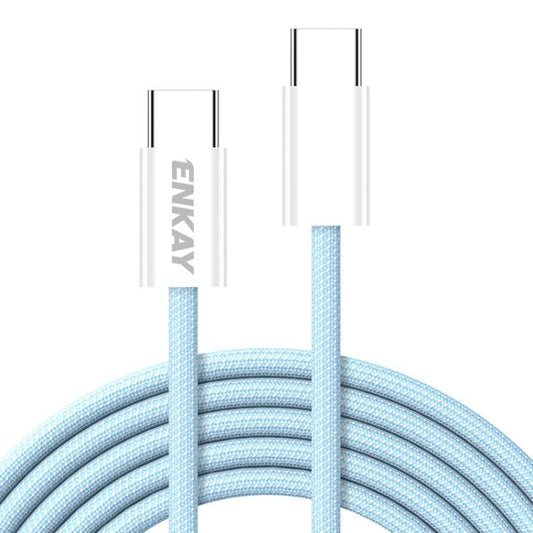 ENKAY CB174 Candy Color 60W USB-C / Type-C to Type-C Charging Data Cable, Length:1.5m(Blue) - USB-C & Type-C Cable by ENKAY | Online Shopping UK | buy2fix