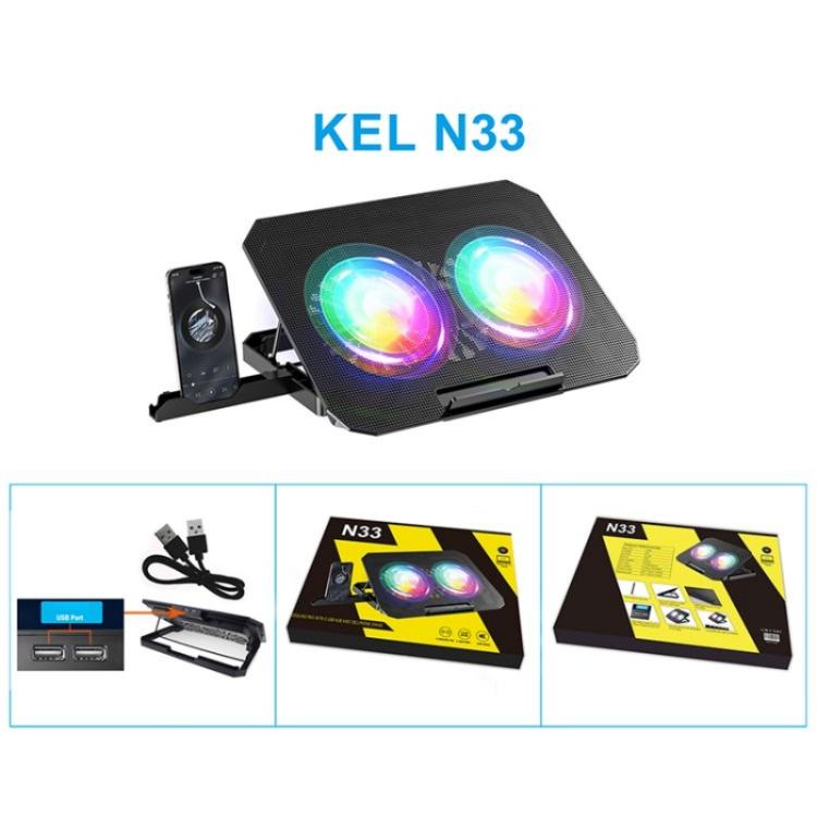 N33 RGB Dual Fans Cooling Pad Adjustable Height Laptop Stand with Phone Holder - Cooling Pads by buy2fix | Online Shopping UK | buy2fix