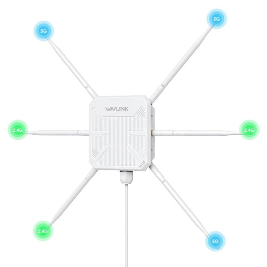 WAVLINK WN588HX3 AX3000 Outdoor WiFi Extender with 6 Antennas Dual Band WiFi Repeater, Plug:UK Plug - Wireless Routers by WAVLINK | Online Shopping UK | buy2fix