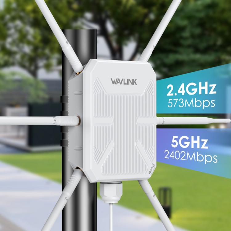 WAVLINK WN588HX3 AX3000 Outdoor WiFi Extender with 6 Antennas Dual Band WiFi Repeater, Plug:UK Plug - Wireless Routers by WAVLINK | Online Shopping UK | buy2fix