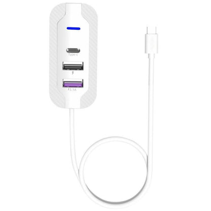 Y4 Car Rear Seat Multi Port Power Expander Type C + Dual USB Fast Charger with Extension Cable - Car Charger by buy2fix | Online Shopping UK | buy2fix