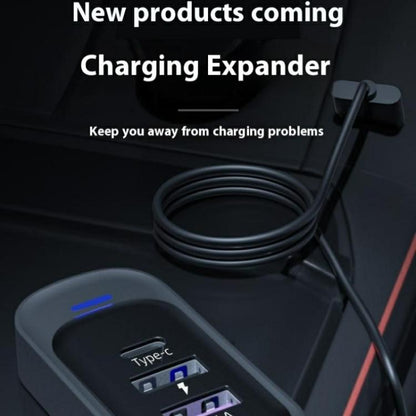 Y1 Type-C and Dual USB Car Rear Seat Charger Fast Charging Adapter with 1m Extension Cable - Car Charger by buy2fix | Online Shopping UK | buy2fix