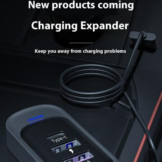 Y1 Type-C and Dual USB Car Rear Seat Charger Fast Charging Adapter with 1m Extension Cable - Car Charger by buy2fix | Online Shopping UK | buy2fix