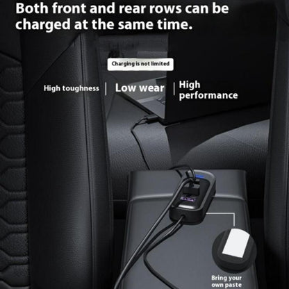 Y1 Type-C and Dual USB Car Rear Seat Charger Fast Charging Adapter with 1m Extension Cable - Car Charger by buy2fix | Online Shopping UK | buy2fix