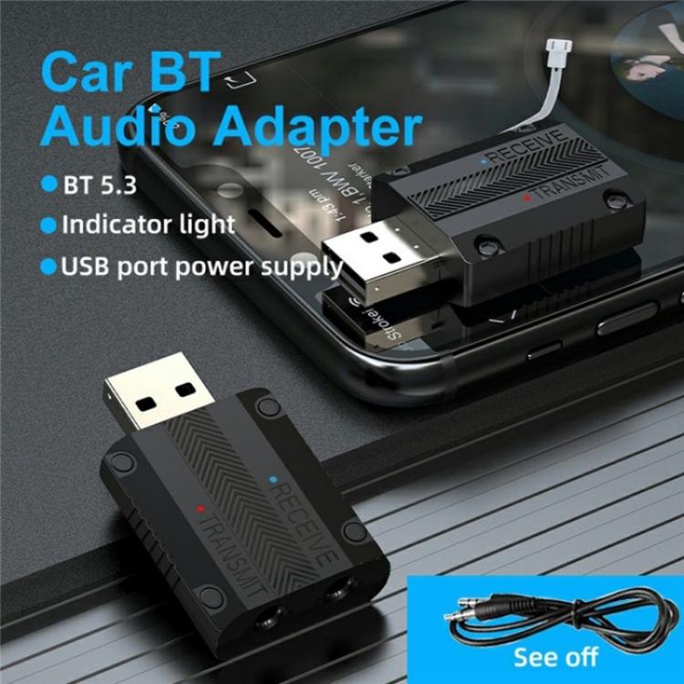 W15 Bluetooth 5.3 AUX Adapter USB Dongle 2 In 1 Car Audio Transmitter Receiver - Bluetooth Adapters by buy2fix | Online Shopping UK | buy2fix