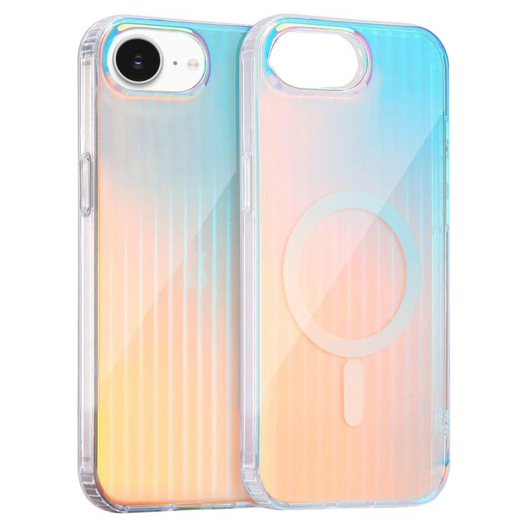 For iPhone 16e Laser Engraved Texture MagSafe Phone Case(Vertical Stripes) - iPhone 16e Cases by buy2fix | Online Shopping UK | buy2fix