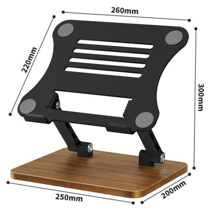 J32 Foldable Wood Base Desktop Metal Phone Holder Adjustable Laptop Stand(Grey) - Laptop Stand by buy2fix | Online Shopping UK | buy2fix