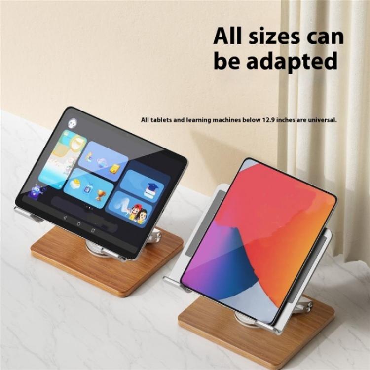 J27 Desktop Foldable Rotating Wooden Base Tablets Laptops Metal Cooling Holder(Grey) - Laptop Stand by buy2fix | Online Shopping UK | buy2fix