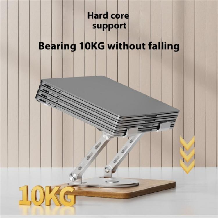 J31 Foldable 360-Degree Rotating Laptop Metal Wood Cooling Stand(Silver) - Laptop Stand by buy2fix | Online Shopping UK | buy2fix