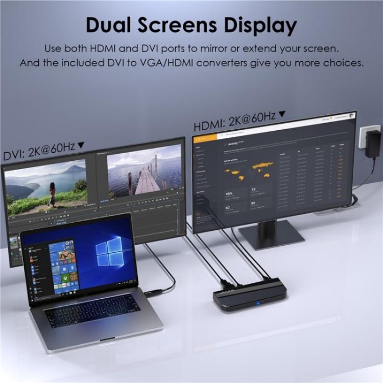 WAVLINK UG49DK1 For Windows Mac Android 13 In 1 USB-C Hub Dual Display Docking Station, Plug:EU Plug -  by WAVLINK | Online Shopping UK | buy2fix