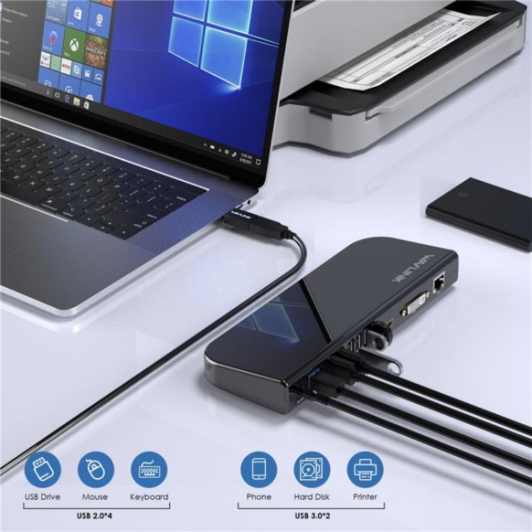 WAVLINK UG49DK1 For Windows Mac Android 13 In 1 USB-C Hub Dual Display Docking Station, Plug:US Plug - USB HUB by WAVLINK | Online Shopping UK | buy2fix