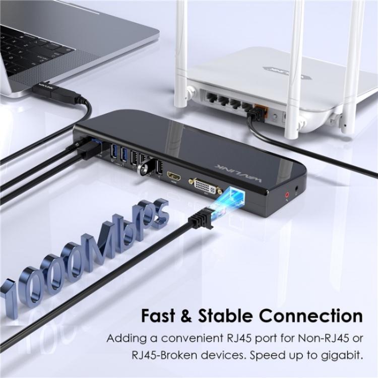 WAVLINK UG49DK1 For Windows Mac Android 13 In 1 USB-C Hub Dual Display Docking Station, Plug:US Plug - USB HUB by WAVLINK | Online Shopping UK | buy2fix