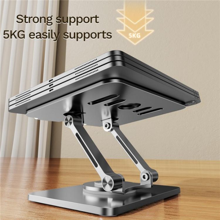 J58 Dual Rod Support Alloy Steel Foldable Rotating Tablet Holder(Silver) - Desktop Holder by buy2fix | Online Shopping UK | buy2fix