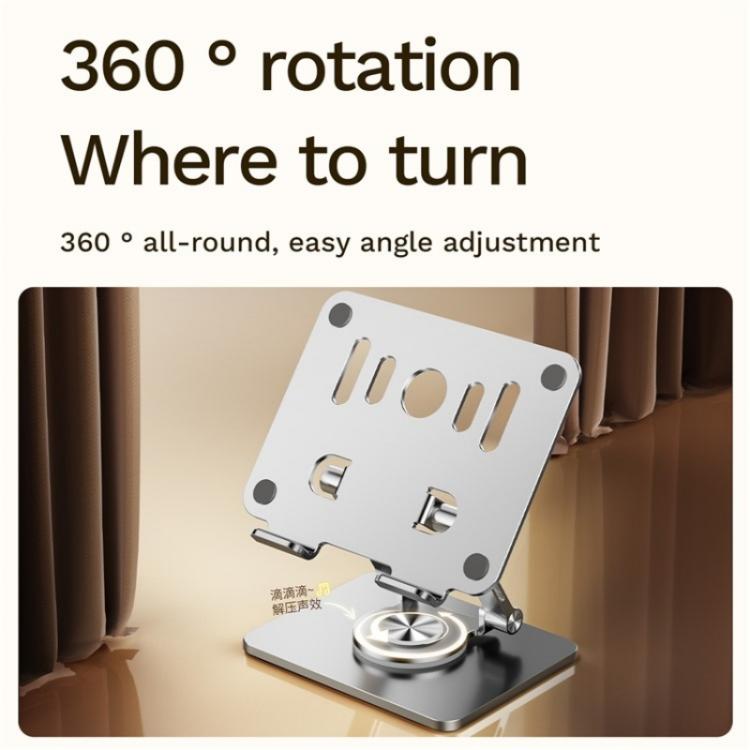 J58 Dual Rod Support Alloy Steel Foldable Rotating Tablet Holder(Silver) - Desktop Holder by buy2fix | Online Shopping UK | buy2fix