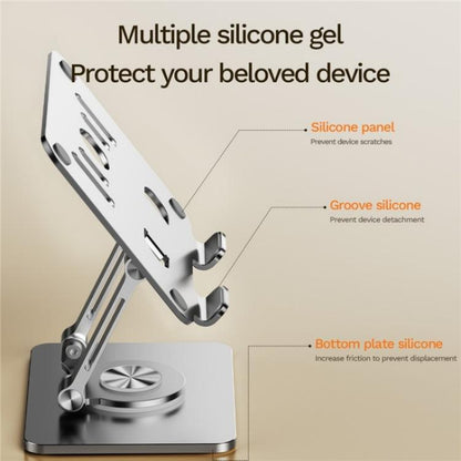 J58 Dual Rod Support Alloy Steel Foldable Rotating Tablet Holder(Silver) - Desktop Holder by buy2fix | Online Shopping UK | buy2fix
