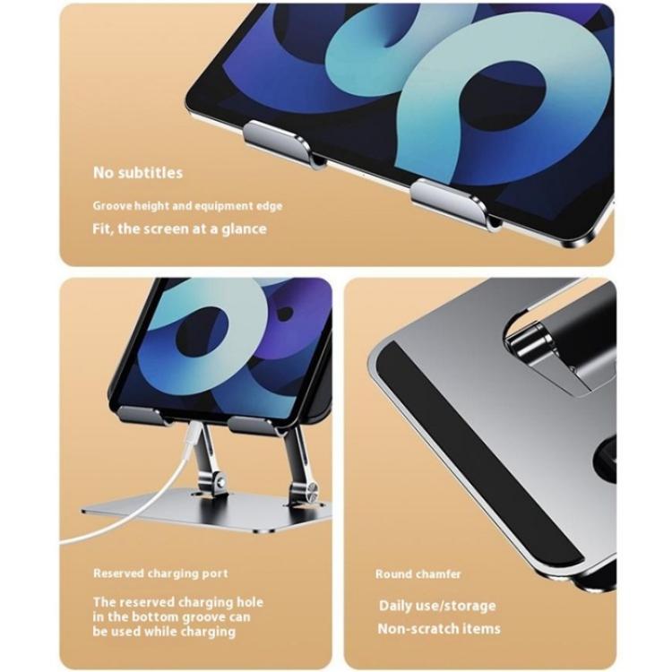 J18S 360 Degree Rotation Desktop Phone Tablet Alloy Steel Holder(Silver) - Desktop Holder by buy2fix | Online Shopping UK | buy2fix