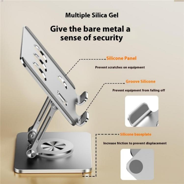 J59 360 Degree Rotating Height Adjustable Tablet Aluminum Alloy Desktop Holder(Silver) - Desktop Holder by buy2fix | Online Shopping UK | buy2fix