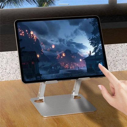 J23S Folding Height Adjustable Desktop Tablet Metal Cooling Holder(Silver) - Desktop Holder by buy2fix | Online Shopping UK | buy2fix
