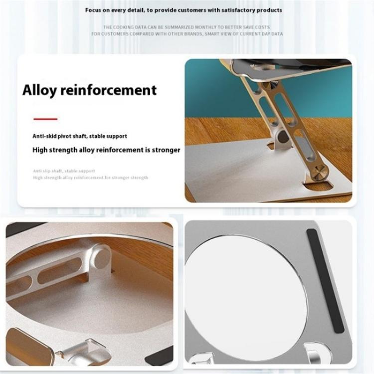 J23S Folding Height Adjustable Desktop Tablet Metal Cooling Holder(Silver) - Desktop Holder by buy2fix | Online Shopping UK | buy2fix