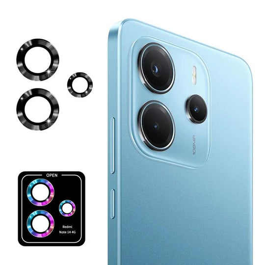 For Redmi Note 14 4G Global ENKAY Hat-Prince 9H Rear Camera Lens Aluminium Alloy Tempered Glass Film(Black)
