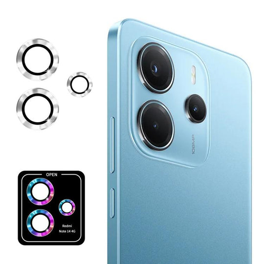 For Redmi Note 14 4G Global ENKAY Hat-Prince 9H Rear Camera Lens Aluminium Alloy Tempered Glass Film(Silver)