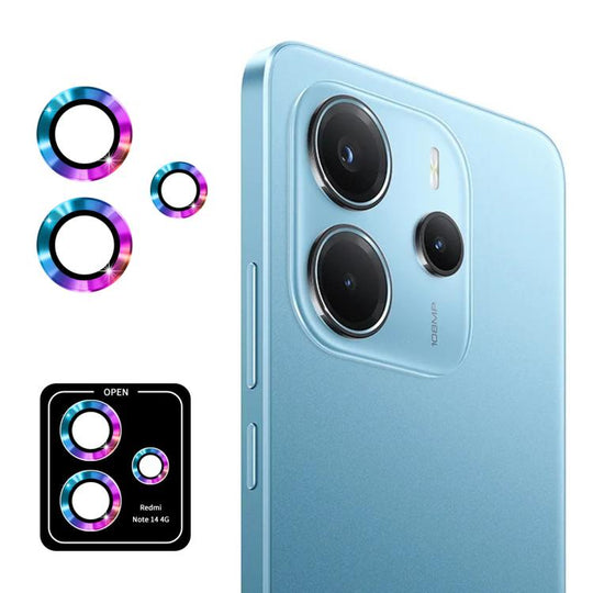 For Redmi Note 14 4G Global ENKAY Hat-Prince 9H Rear Camera Lens Aluminium Alloy Tempered Glass Film(Colorful)