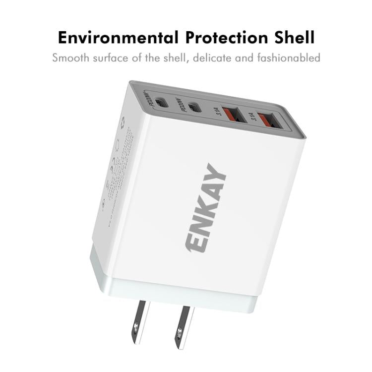 ENKAY FC-002 55W Dual USB-A Dual USB-C / Type-C Four Ports Quick Charger(UK Plug) - USB Charger by ENKAY | Online Shopping UK | buy2fix