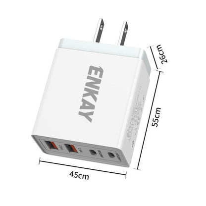 ENKAY FC-002 55W Dual USB-A Dual USB-C / Type-C Four Ports Quick Charger(US Plug) - USB Charger by ENKAY | Online Shopping UK | buy2fix