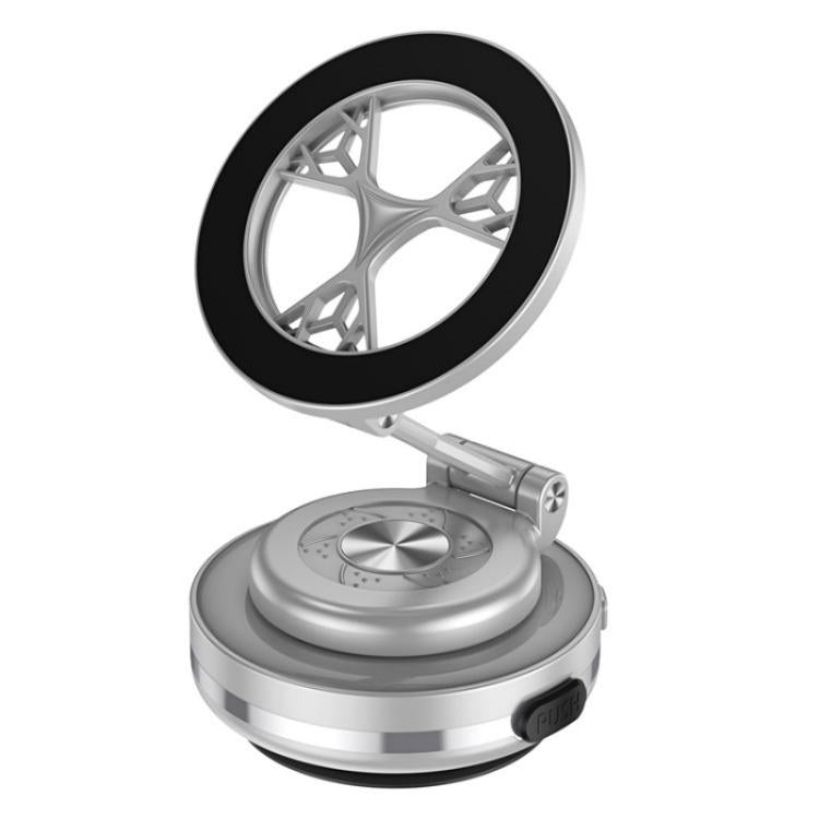 C6 Adjustable Folding Rotating Car Stand Vacuum Suction Cup Magnetic Phone Holder(Silver) - Wireless Charger Holders by buy2fix | Online Shopping UK | buy2fix