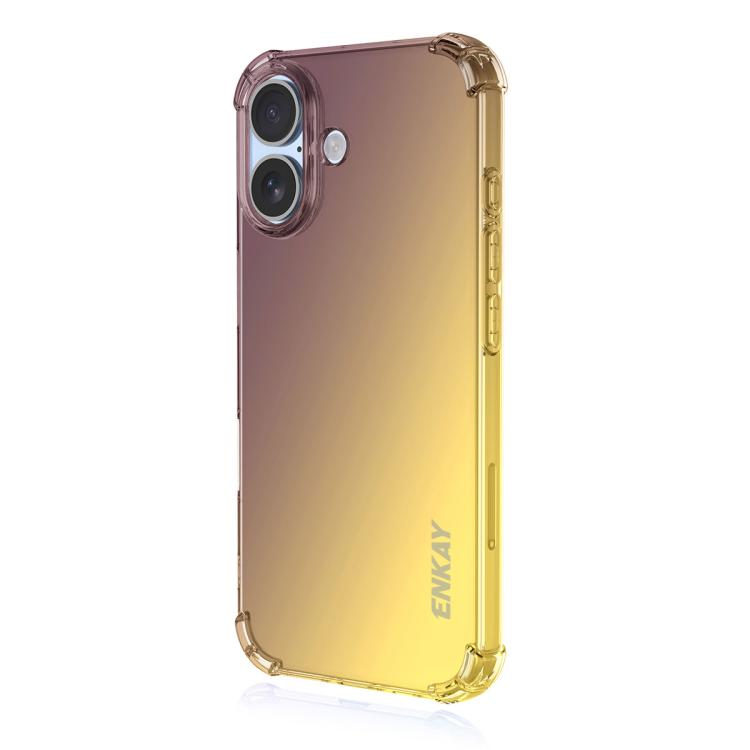 For iPhone 16 ENKAY Hat-Prince Gradient Airbag TPU Phone Case(Purple Gold) - iPhone 16 Cases by ENKAY | Online Shopping UK | buy2fix