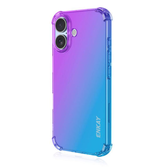 For iPhone 16 ENKAY Hat-Prince Gradient Airbag TPU Phone Case(Purple Blue) - iPhone 16 Cases by ENKAY | Online Shopping UK | buy2fix