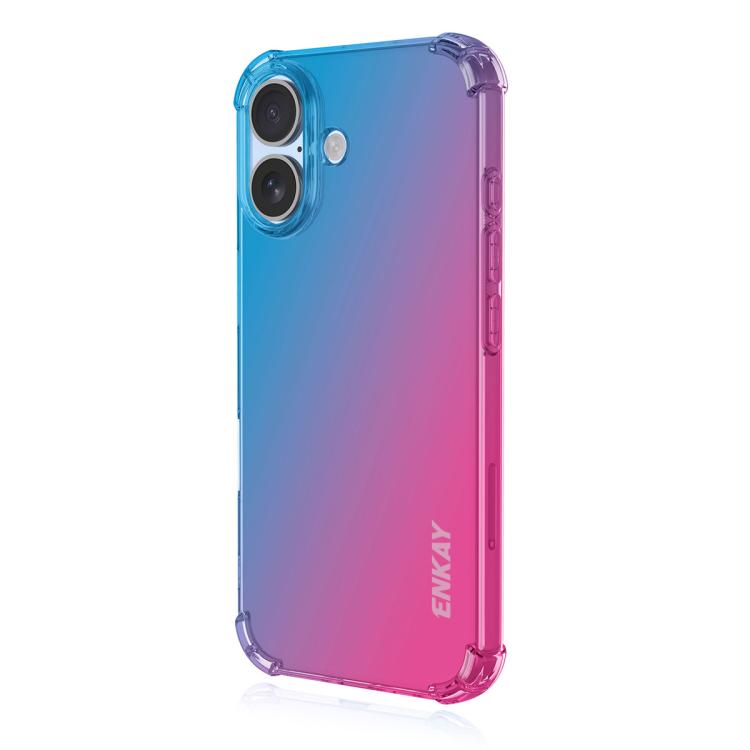 For iPhone 16 Plus ENKAY Hat-Prince Gradient Airbag TPU Phone Case(Blue Pink) - iPhone 16 Plus Cases by ENKAY | Online Shopping UK | buy2fix