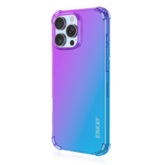 For iPhone 16 Pro Max ENKAY Hat-Prince Gradient Airbag TPU Phone Case(Purple Blue) - iPhone 16 Pro Max Cases by ENKAY | Online Shopping UK | buy2fix