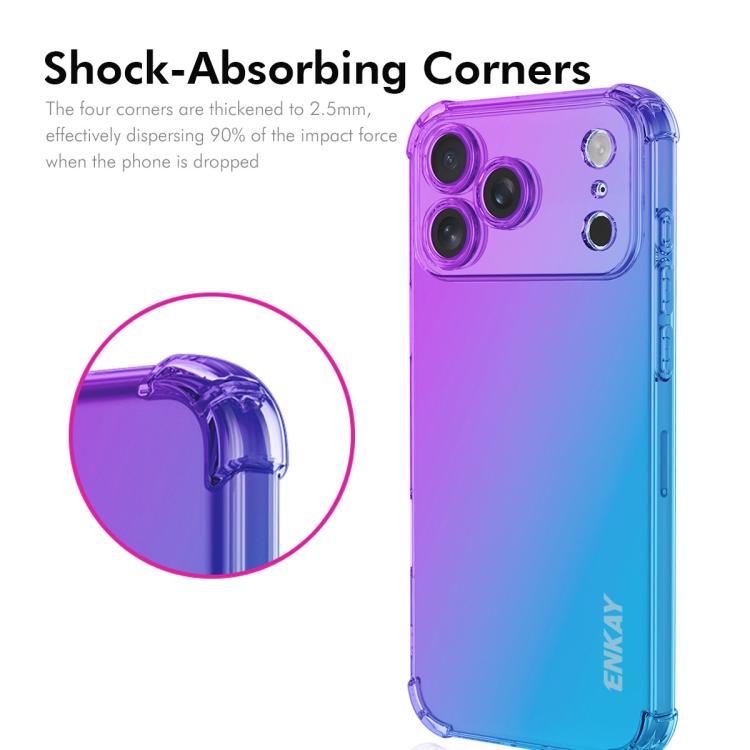 For iPhone 17 Pro ENKAY Hat-Prince Gradient Airbag TPU Phone Case(Purple Blue) - iPhone 17 Pro Cases by ENKAY | Online Shopping UK | buy2fix