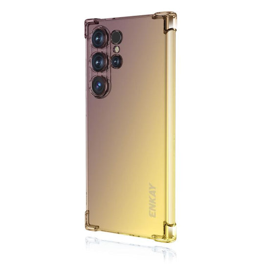 For Samsung Galaxy S25 Ultra 5G ENKAY Hat-Prince Gradient Airbag TPU Phone Case(Purple Gold)