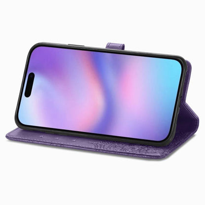 For iPhone Air Mandala Flower Embossed Leather Phone Case(Purple) - iPhone Air Cases by buy2fix | Online Shopping UK | buy2fix
