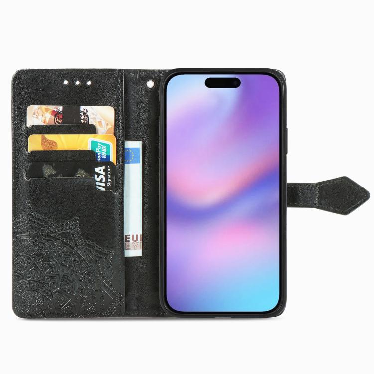 For iPhone Air Mandala Flower Embossed Leather Phone Case(Black) - iPhone Air Cases by buy2fix | Online Shopping UK | buy2fix