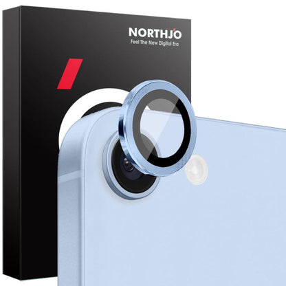 For iPhone 16e NORTHJO Camera Lens Protector CD Metal Ring Tempered Glass Film(Blue) - iPhone 16e Tempered Glass by NORTHJO | Online Shopping UK | buy2fix