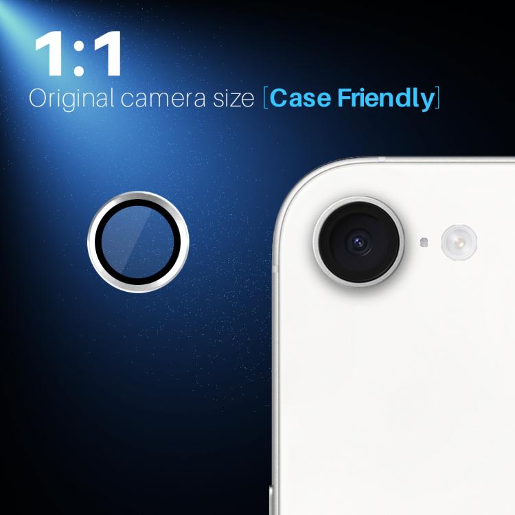 For iPhone 16e NORTHJO Camera Lens Protector CD Metal Ring Tempered Glass Film(Silver) - iPhone 16e Tempered Glass by NORTHJO | Online Shopping UK | buy2fix