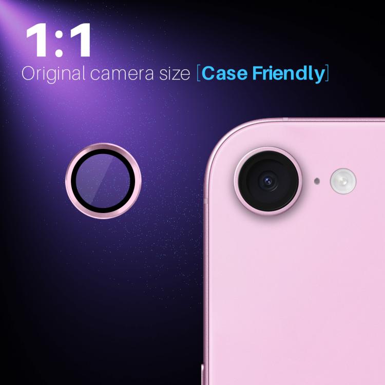 For iPhone 16e NORTHJO Camera Lens Protector CD Metal Ring Tempered Glass Film(Pink) - iPhone 16e Tempered Glass by NORTHJO | Online Shopping UK | buy2fix
