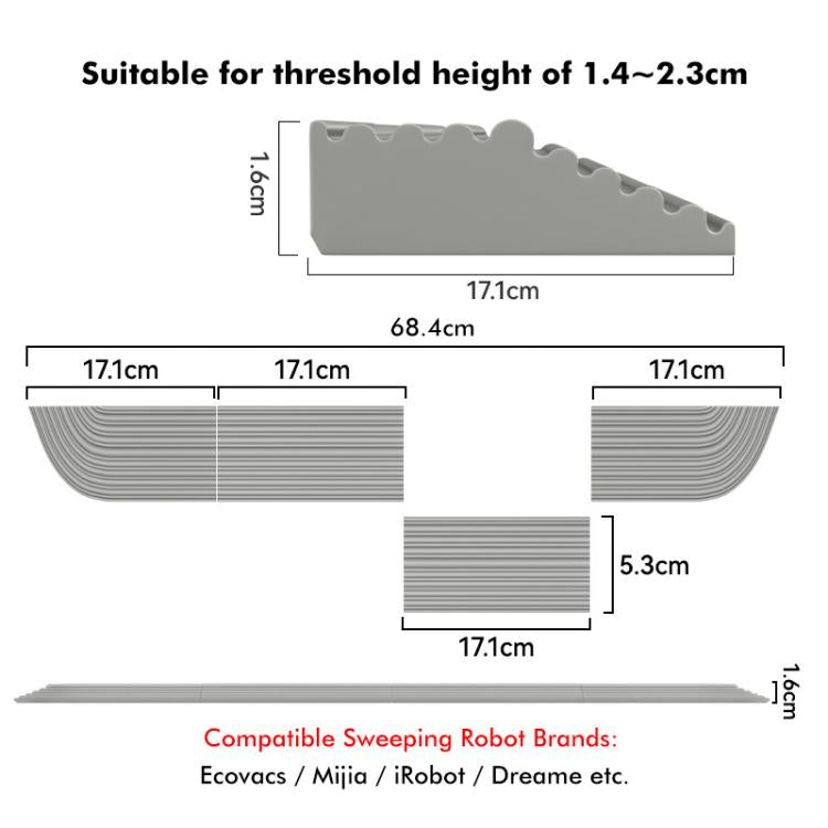 JUNSUNMAY For Ecovacs / iRobot / Mijia / Dreame Sweeping Robot Universal Silicone Threshold Bars Ramp Mat(Black) - Other Accessories by JUNSUNMAY | Online Shopping UK | buy2fix