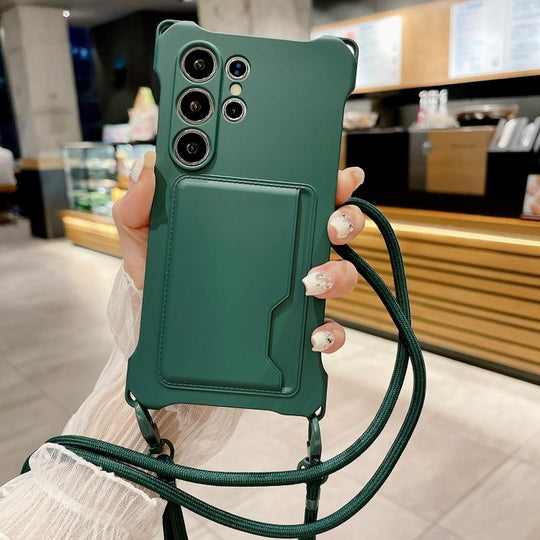 For Samsung Galaxy S24 Ultra 5G Liquid TPU Card Bag Four Corner Shockproof Phone Case(Green)