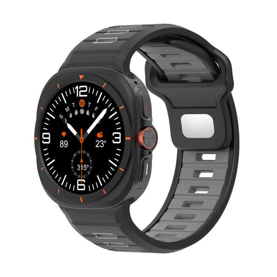 For Galaxy Watch Ultra2 2026 / 2025 / 1 2024 Two Color Reverse Buckle Silicone Watch Band(Black Gray)